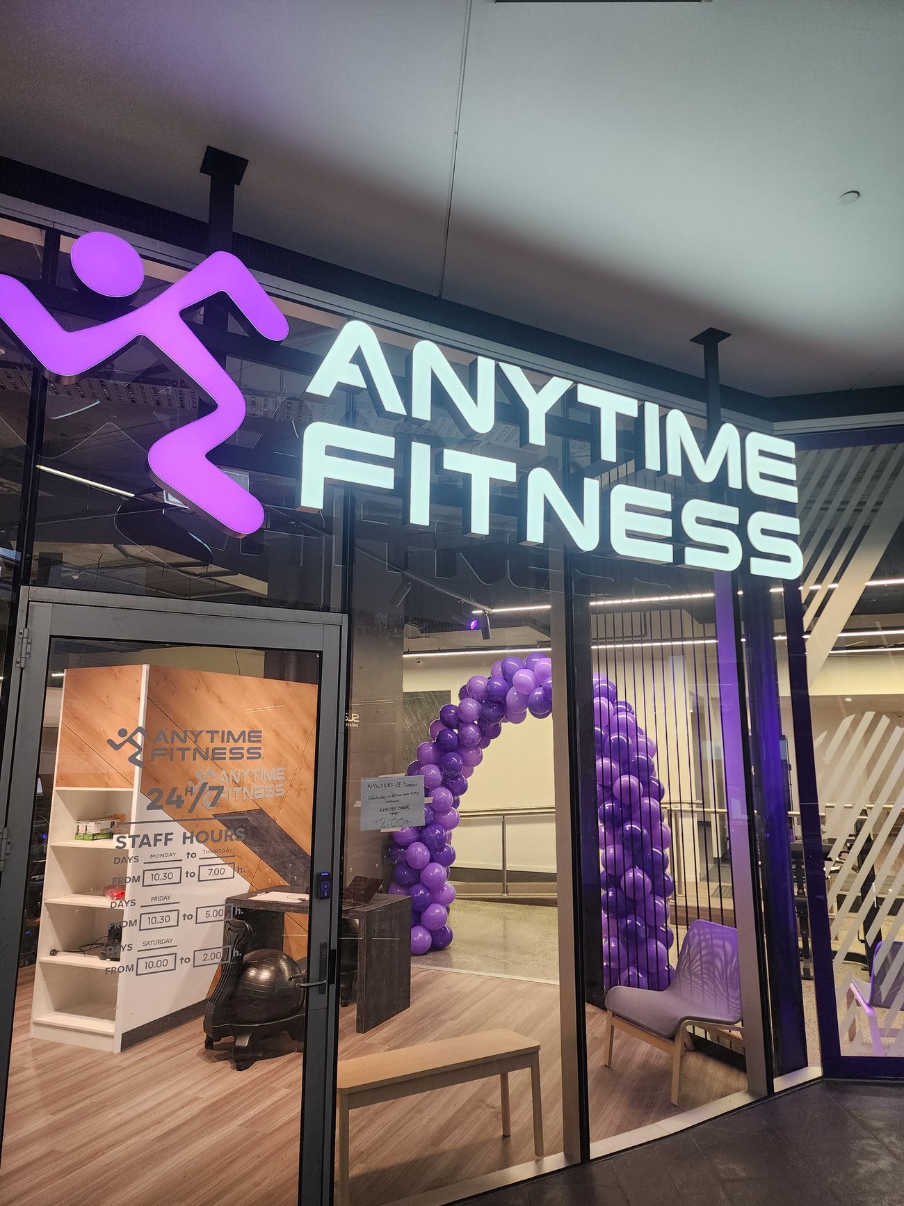 Anytime Fitness illuminated signage and fit-out